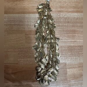 Gold Tone Multi-Chain Leaf Necklace